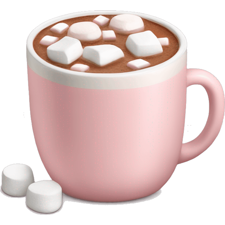 Light Pink mug of hot chocolate with marshmallows  emoji