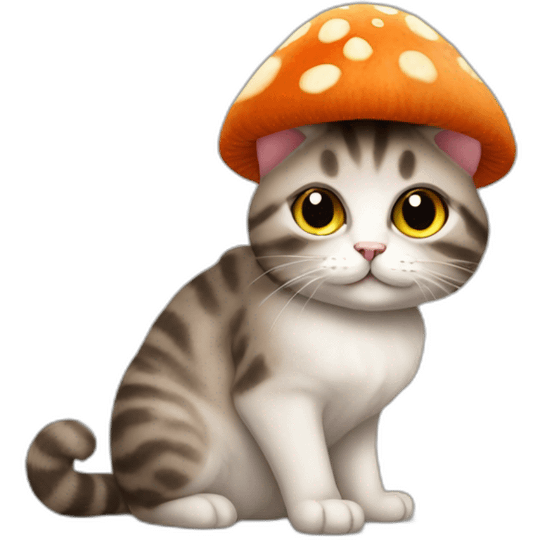 Cat with mushroom hat emoji