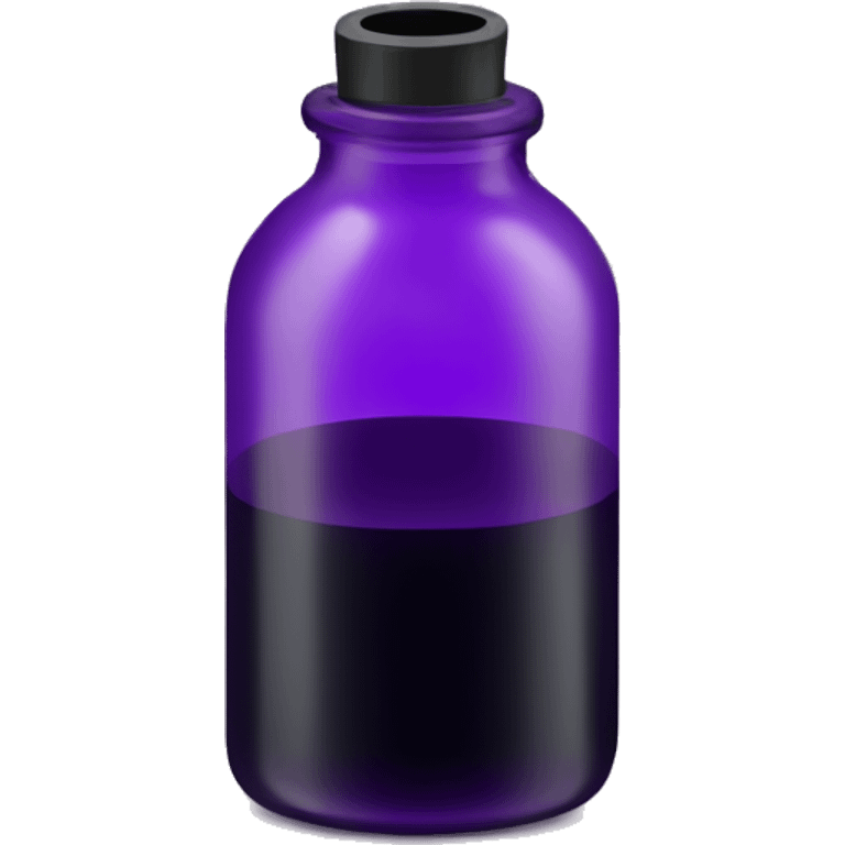 Create a cute and simple emoji representation of an ink bottle. The ink bottle should be classic in shape, with a round base and a narrow neck. The bottle should be 1 & purple in colour emoji