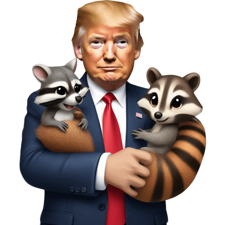 Donald trump holding a squirrel and raccoon  emoji