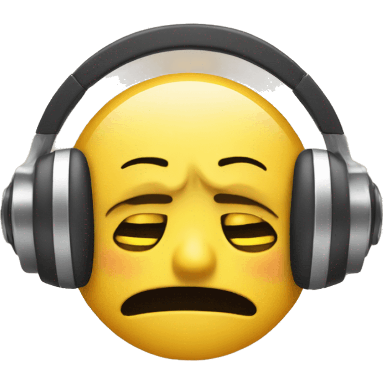 sad face wearing headphone showing stop sign wih hand emoji