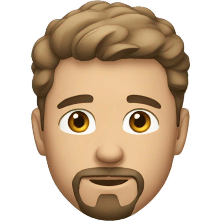 white male, short brun hairs, goatee and slight bear emoji