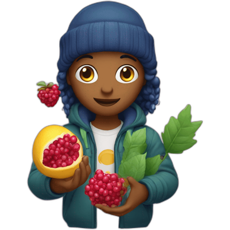 designer with wildberries and ozon in hands emoji