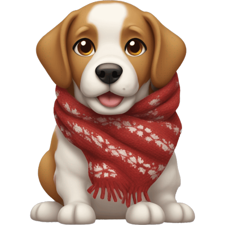 christmas cozy dog in a scarf emoji