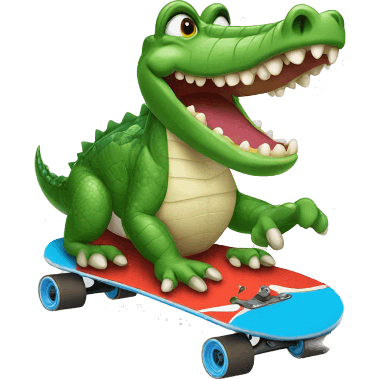 a crocodile on a skateboard drinking a soda  emoji