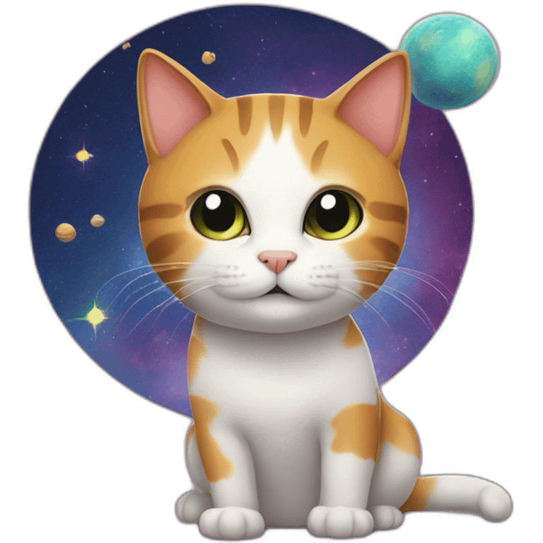 Cat in space catches comet emoji