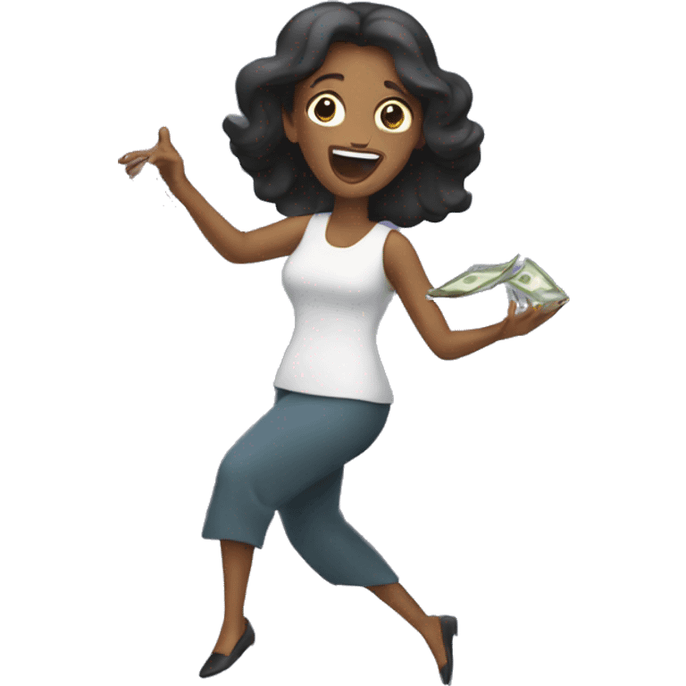 A woman throwing money emoji