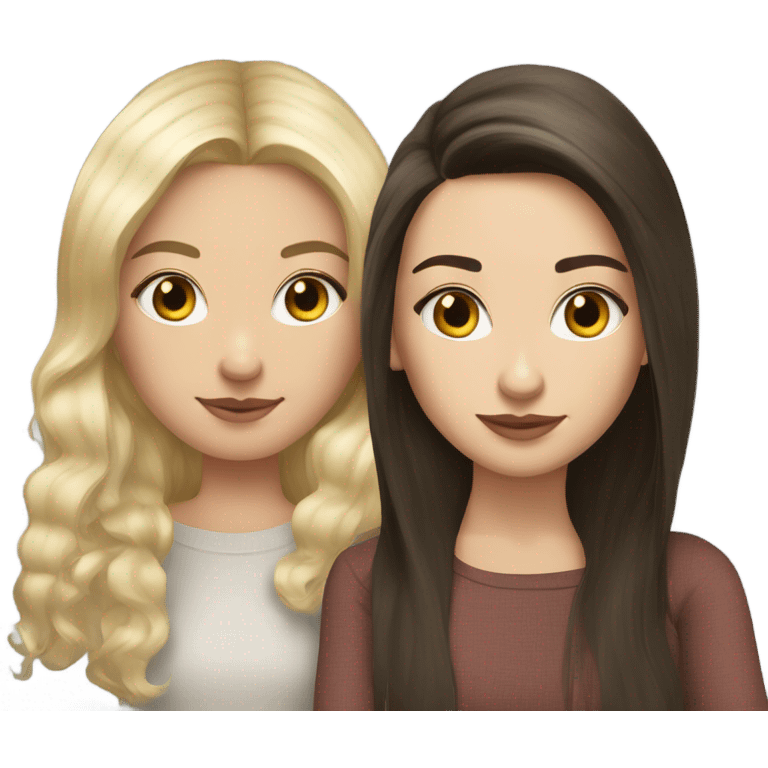 Realistic Russian Brunette hair girl and her Russian blonde haired bestie  emoji