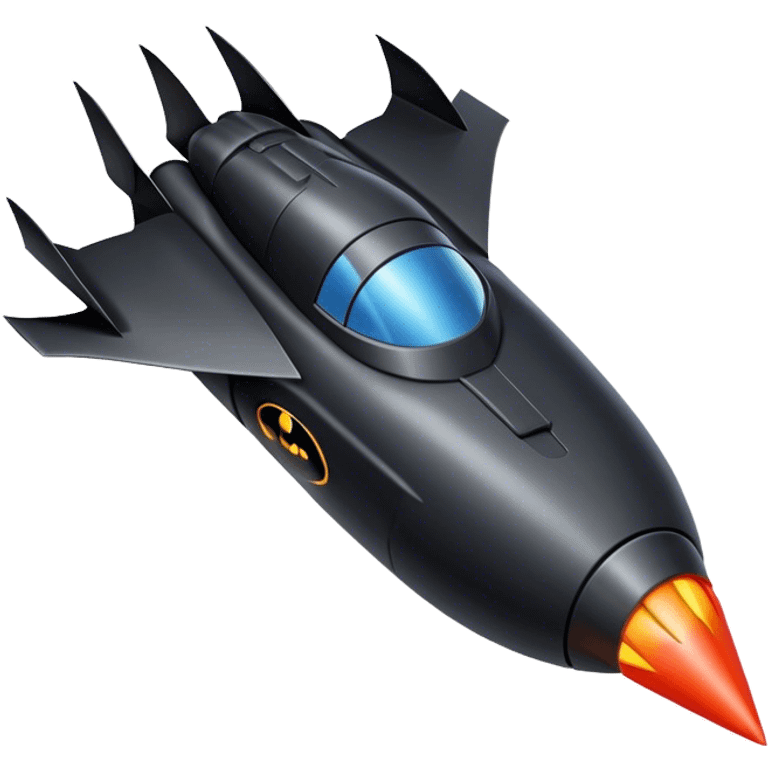 batmobile in rocket ship boom rocket at take-off emoji