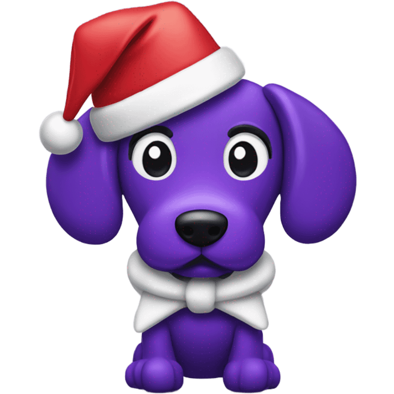 Purple balloon dog with Santa hat emoji