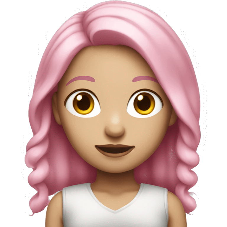 Girl with pink hair white skin working  emoji