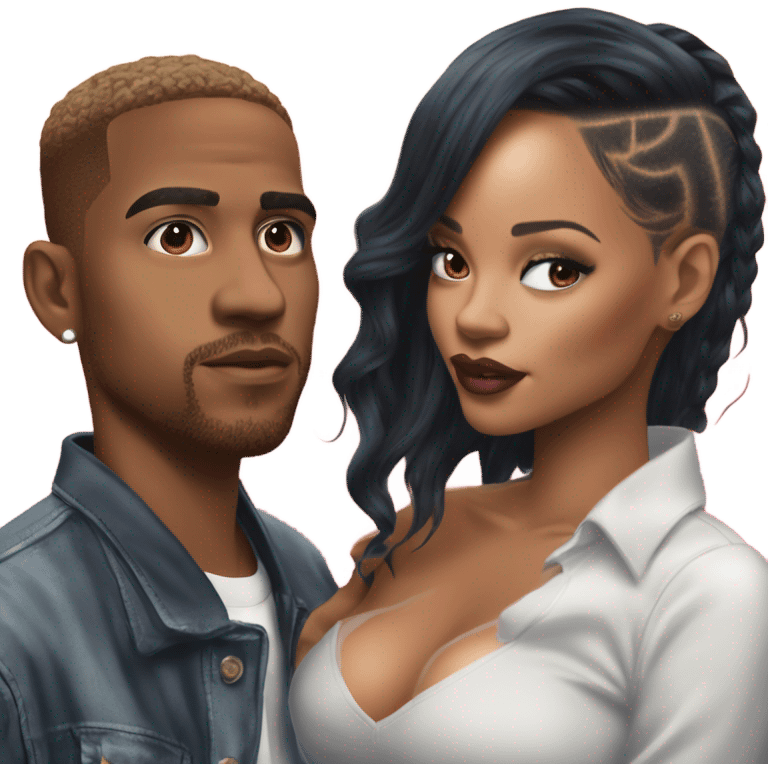 Hyper Realistic C Breezy and Rhianna romantic photo  emoji