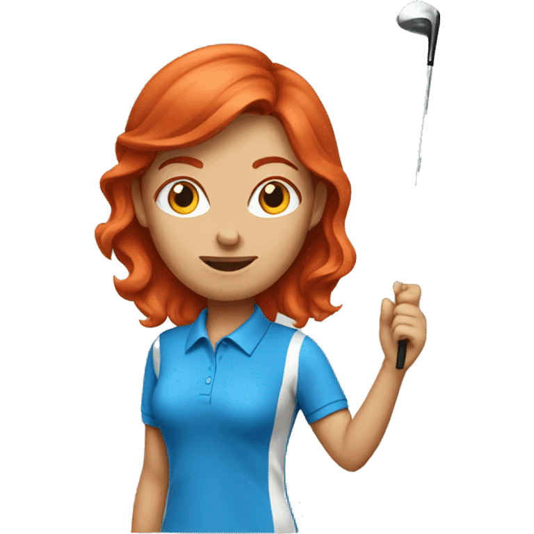 a female golf coach with red hair and blue shirt emoji