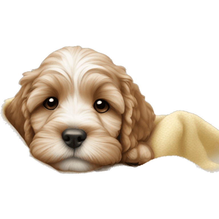 cockapoo puppy sleep in blanket emoji