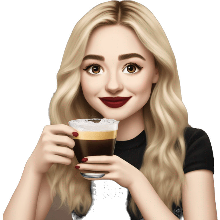 sabrina carpenter drinking a espresso martini emoji