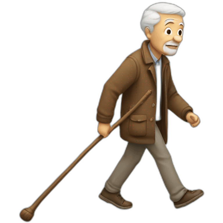 Old man walking with stick emoji