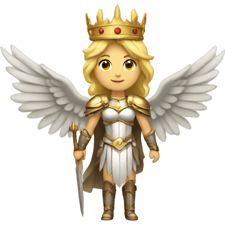 Blond Valkyrie full body with crown with wings emoji