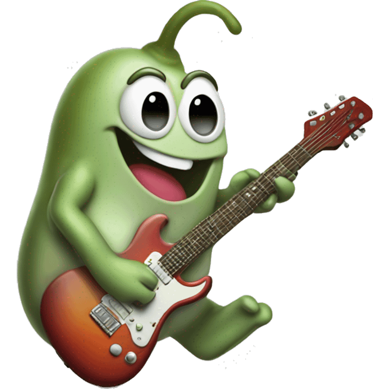 Happy slug playing electric guitar emoji