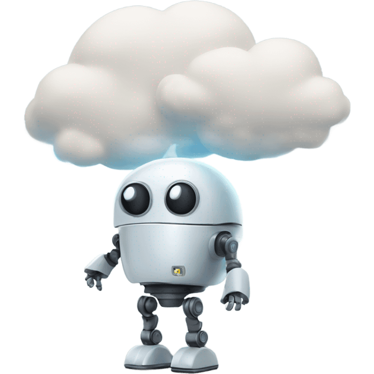 cute robot and a cloud of thoughts emoji