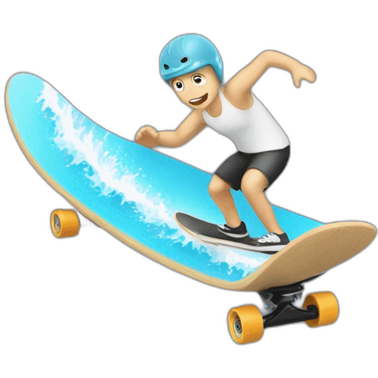 white dude surfing a wave on a skate board emoji