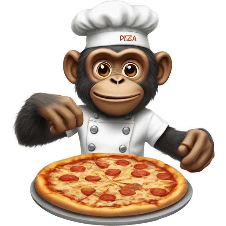 Chimp chef making a pizza emoji