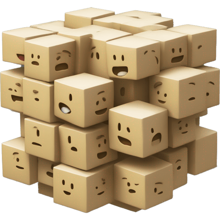 Please create a large cube made up of multiple smaller cube blocks stacked together. emoji