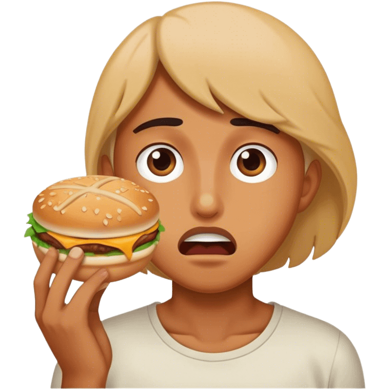 Hungry person looking at food with extreme hunger emoji