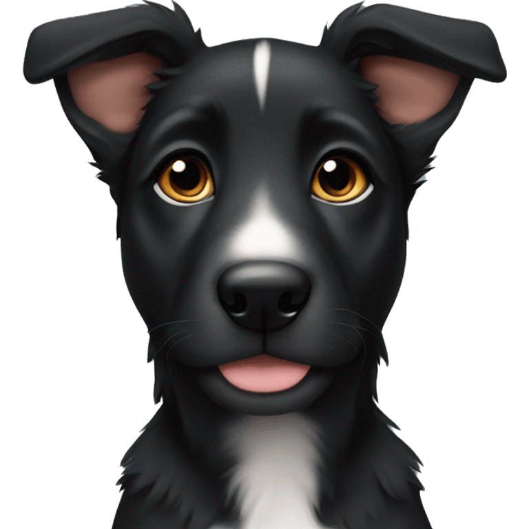 Black Shepard puppy with white stripe up nose emoji