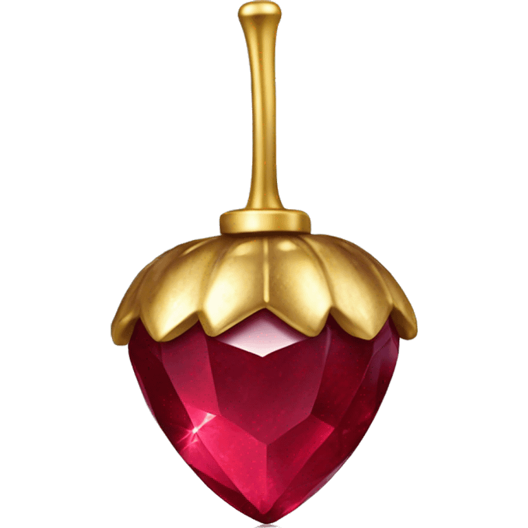 sparkling Ruby Acorn like diamond with stem made of gold emoji