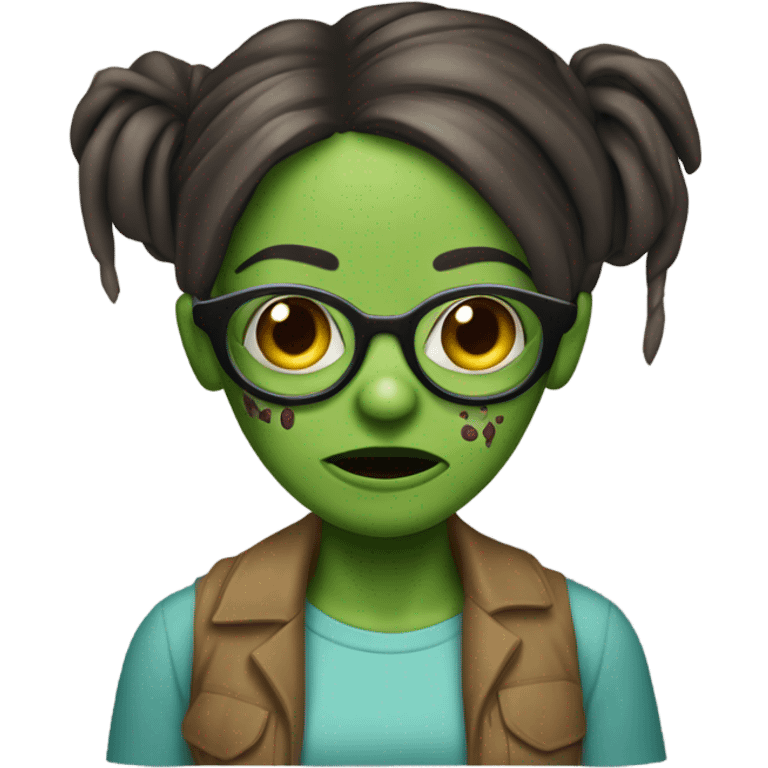 garota zumbi com cabelos castanhos lisos e óculos  emoji