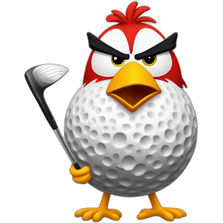 Angry bird playing golf emoji