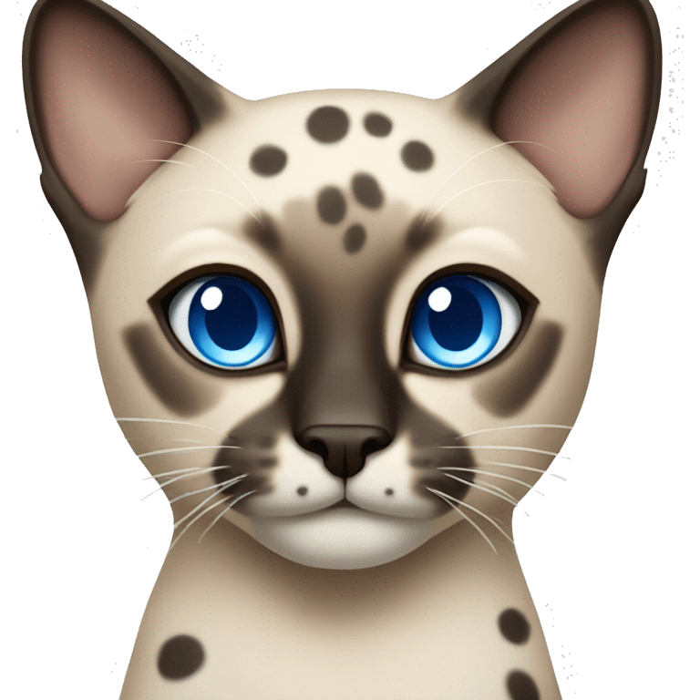 Siamese cat with blue eyes and spots like a leopard  emoji