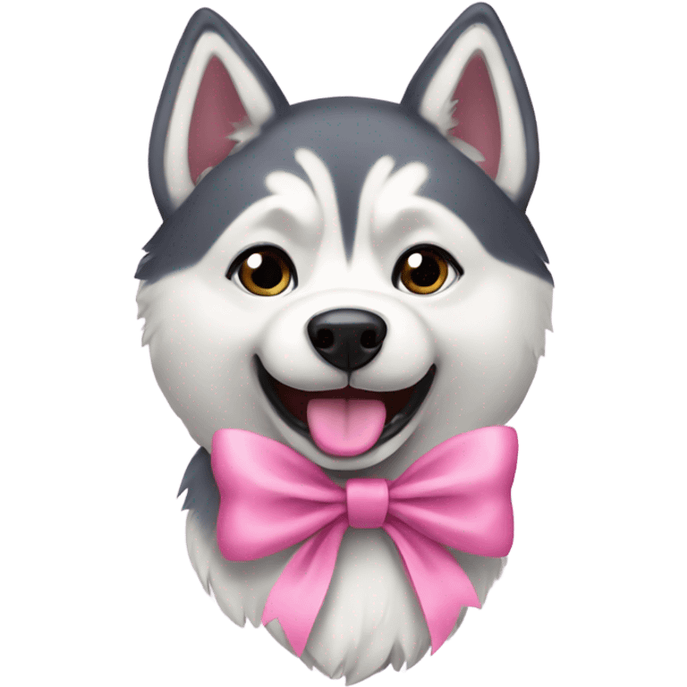 Husky with pink bow emoji