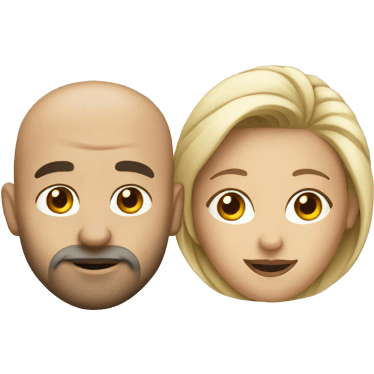 Bald Man and woman with long hair both drinking wine emoji