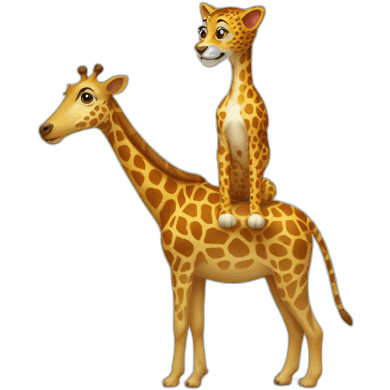 un chat sur un chien sur une girafe emoji