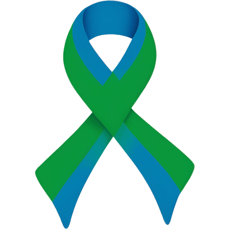 IIH awareness ribbon half blue and half green emoji