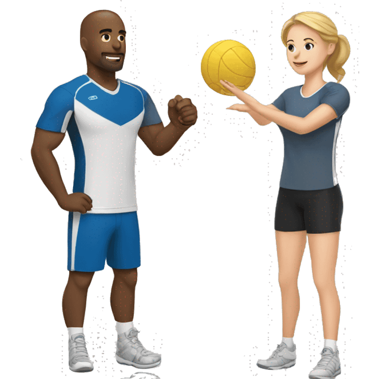 create white man and white woman make them play volleyball emoji