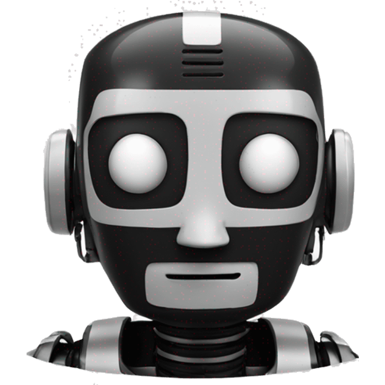 a black and white robot head with the word AI in the head emoji