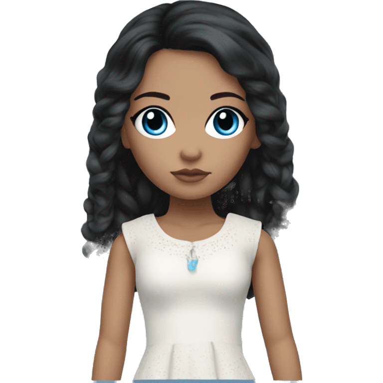 ocean brown doll eyes, black hair, feminine, blue, girl, angelic emoji