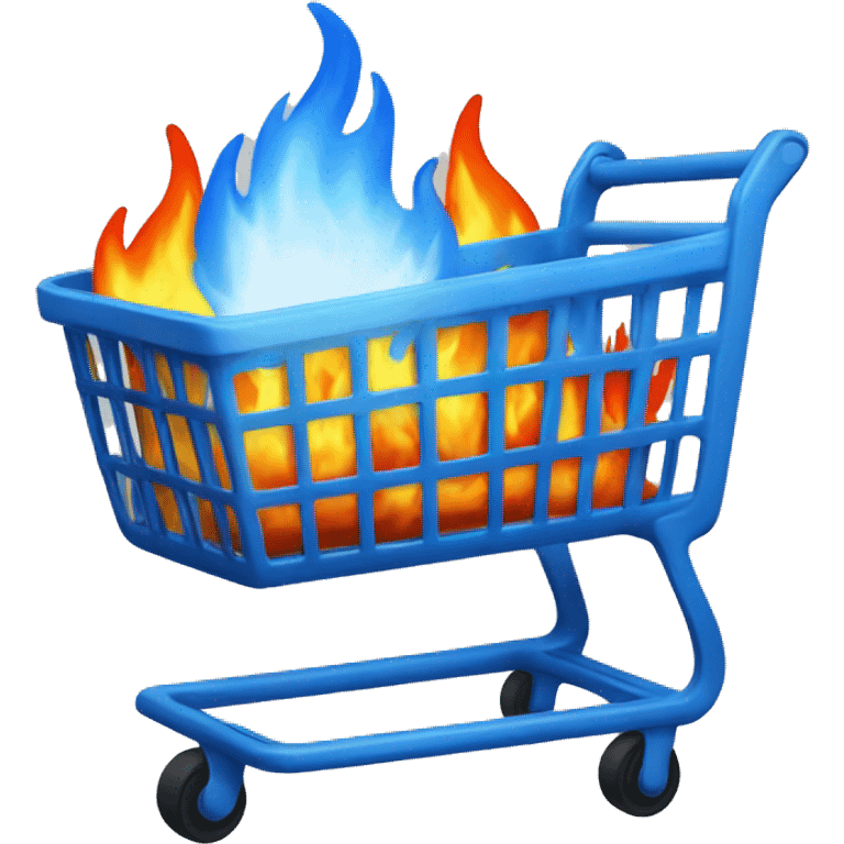 Blue flaming shopping trolley emoji