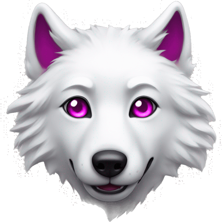 white wolf with magenta eyes in love emoji