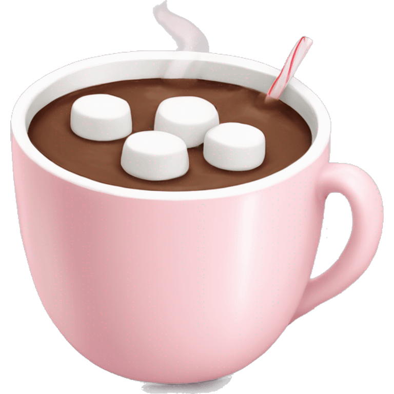 Light Pink mug of hot chocolate with marshmallows  emoji