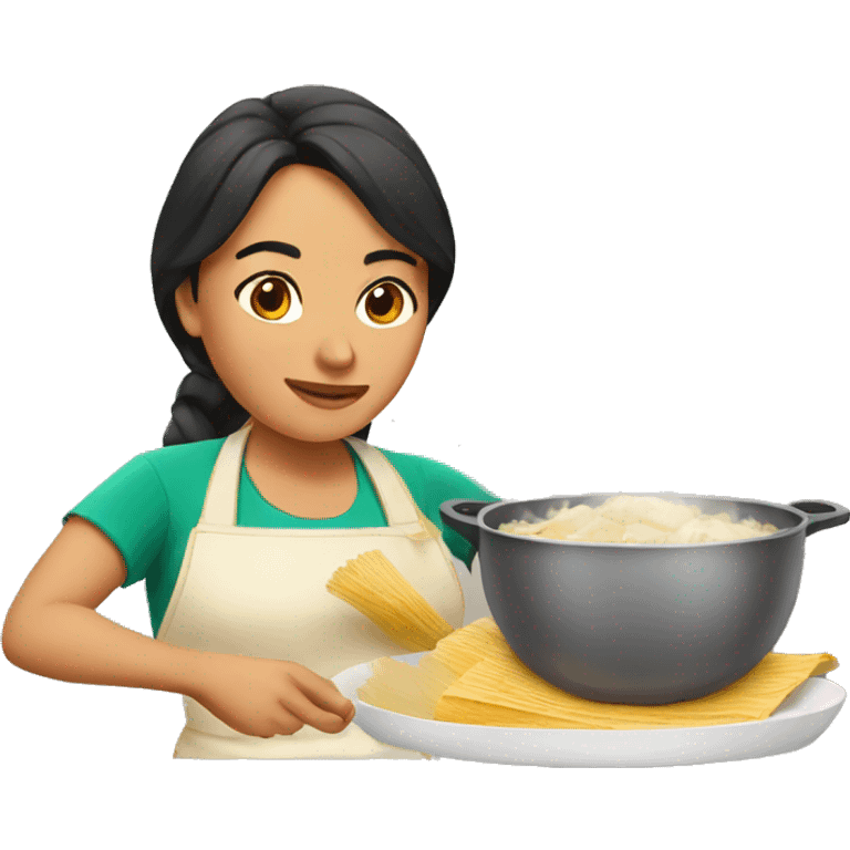 Mexican woman cooking tamales emoji