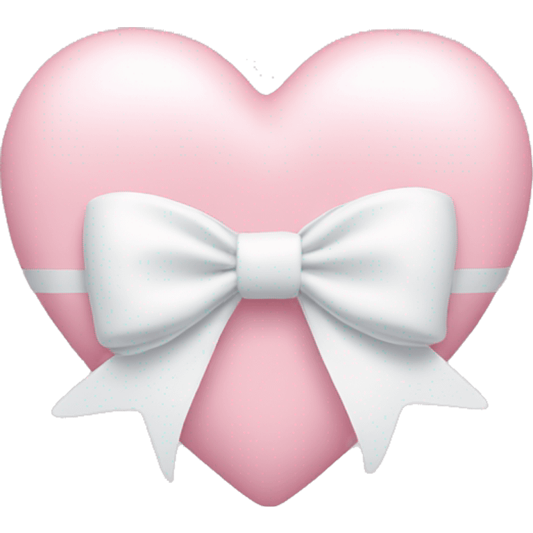 Pastel pink heart with white bow emoji