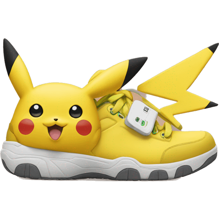 Pikachu in a Nike tech and crocs emoji