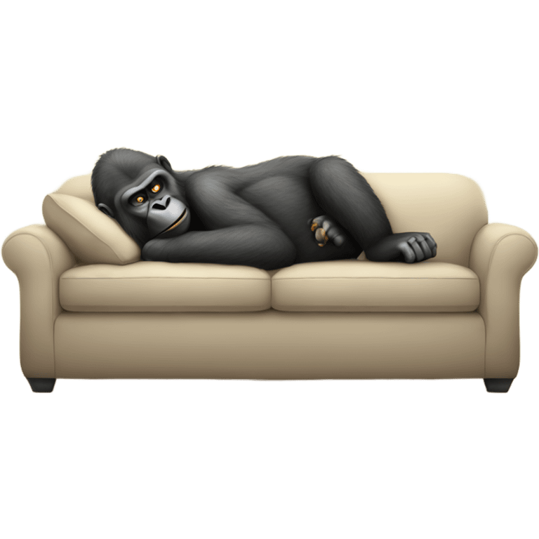 Cozy gorilla napping on a big couch emoji