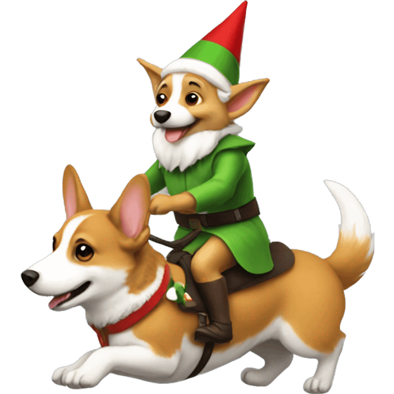 Elf riding a corgi emoji