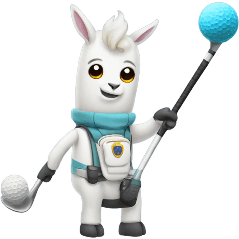 Space llama with golf club theme emoji