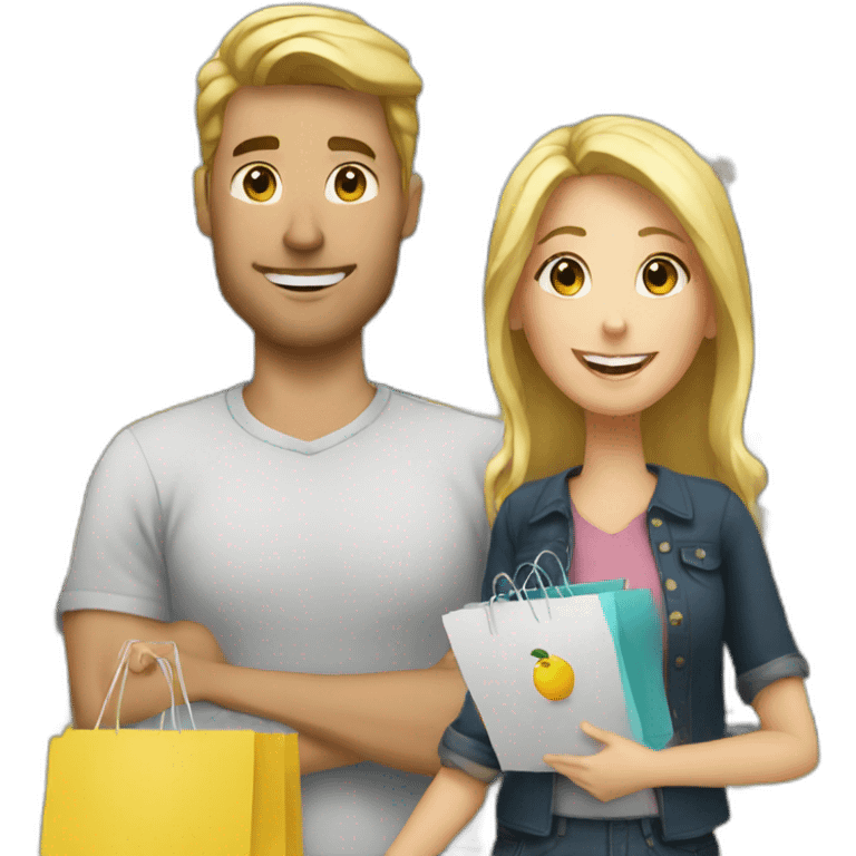 white couple shopping together emoji