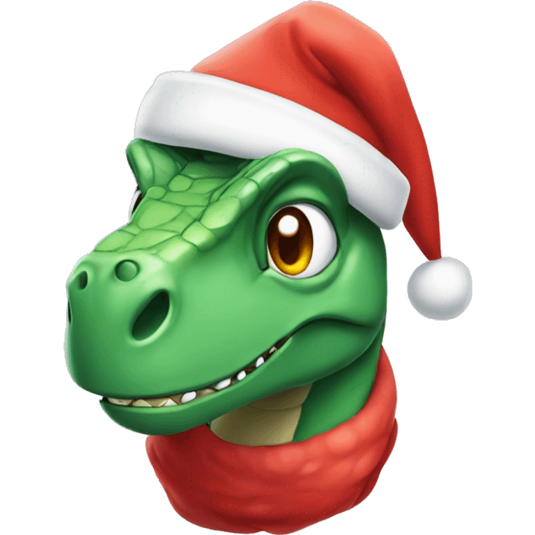 Dinosaur wearing Santa hat emoji